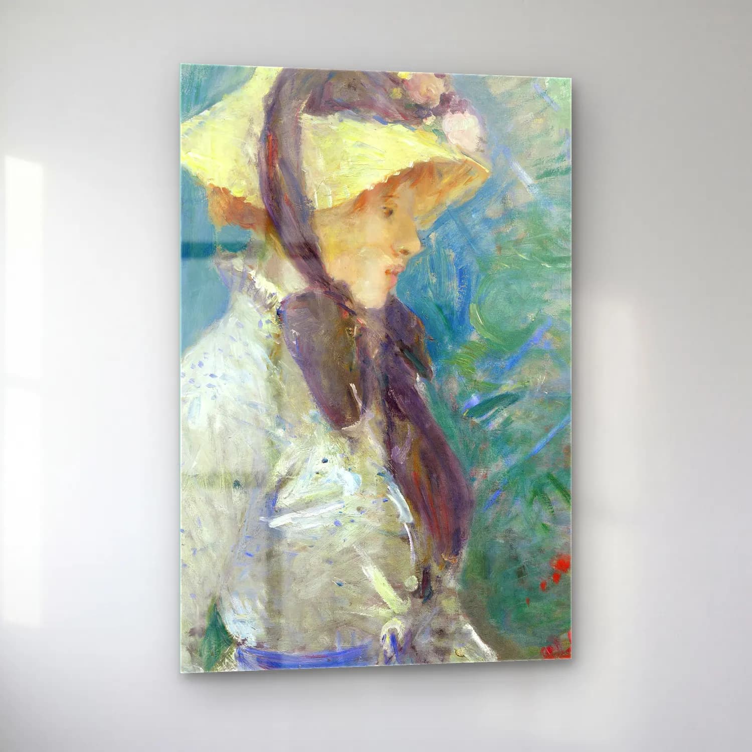 Berthe Morisot – Young Woman with a Straw Hat cam tablo — sol açıdan görünüm