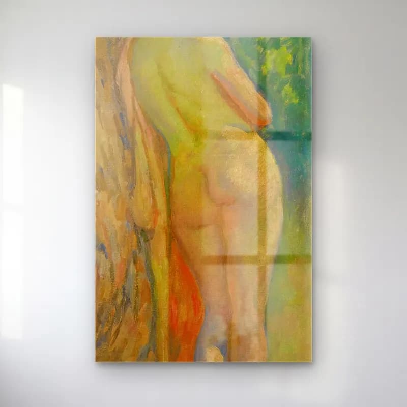 Theo van Rysselberghe – Baigneuse Debout De Dos cam tablo — Theo van Rysselberghe – Baigneuse Debout De Dos — empresyonist figür çalışması
