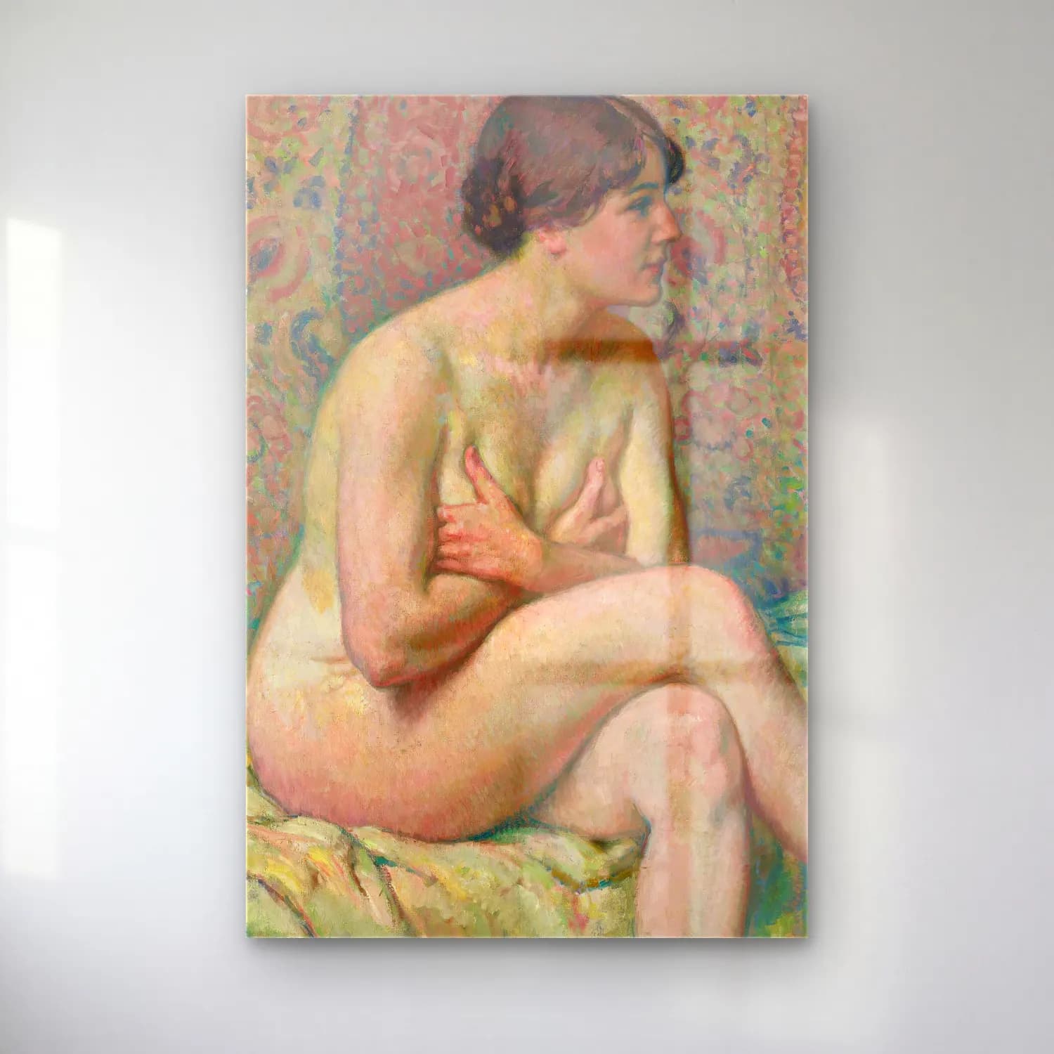Theo van Rysselberghe – Nu Assis (Maude) cam tablo — Theo van Rysselberghe – Nu Assis (Maude) — empresyonist figür çalışması