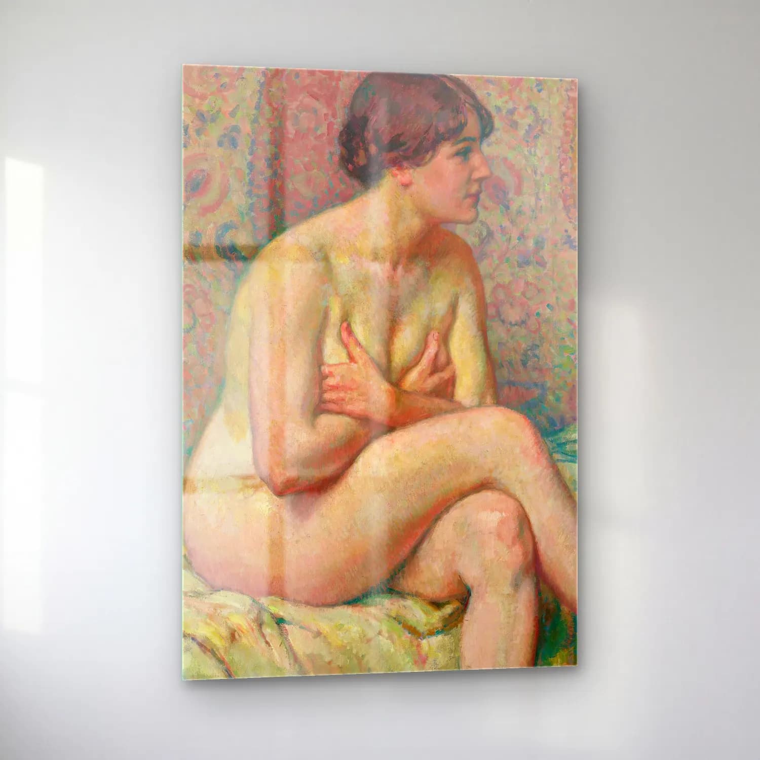 Theo van Rysselberghe – Nu Assis (Maude) cam tablo — sol açıdan görünüm