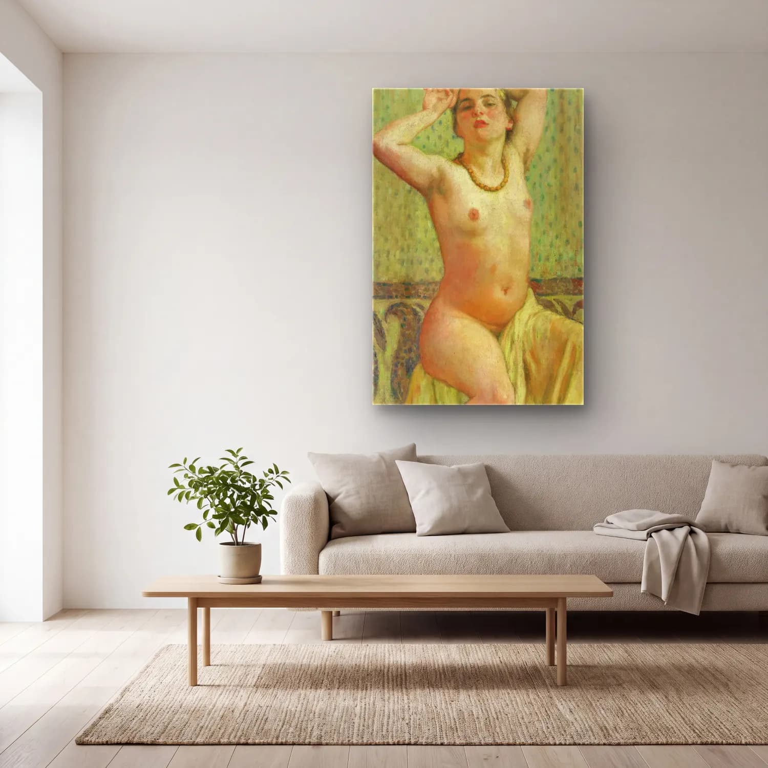 Theo van Rysselberghe – Paquita au collier cam tablo — açık renk salonda