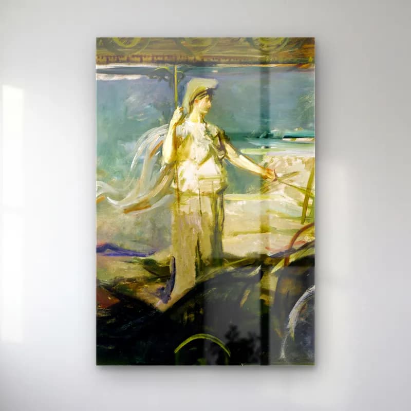Abbott Handerson Thayer – Minerva in a Chariot cam tablo — Abbott Handerson Thayer – Minerva in a Chariot — empresyonist mitolojik sahne