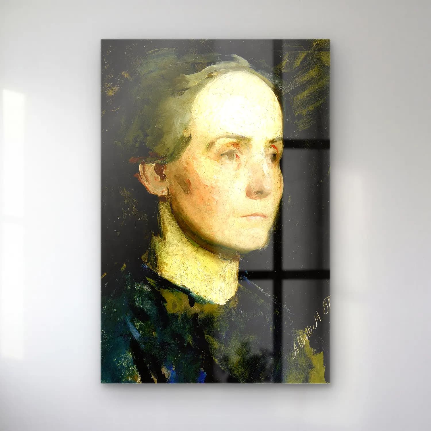 Abbott Handerson Thayer – Portrait of a Woman (Miss Gertrude Bloede) (ca. 1881) cam tablo — Abbott Handerson Thayer – Portrait of a Woman (Miss Gertrude Bloede) (ca. 1881) — empresyonist kadın portresi