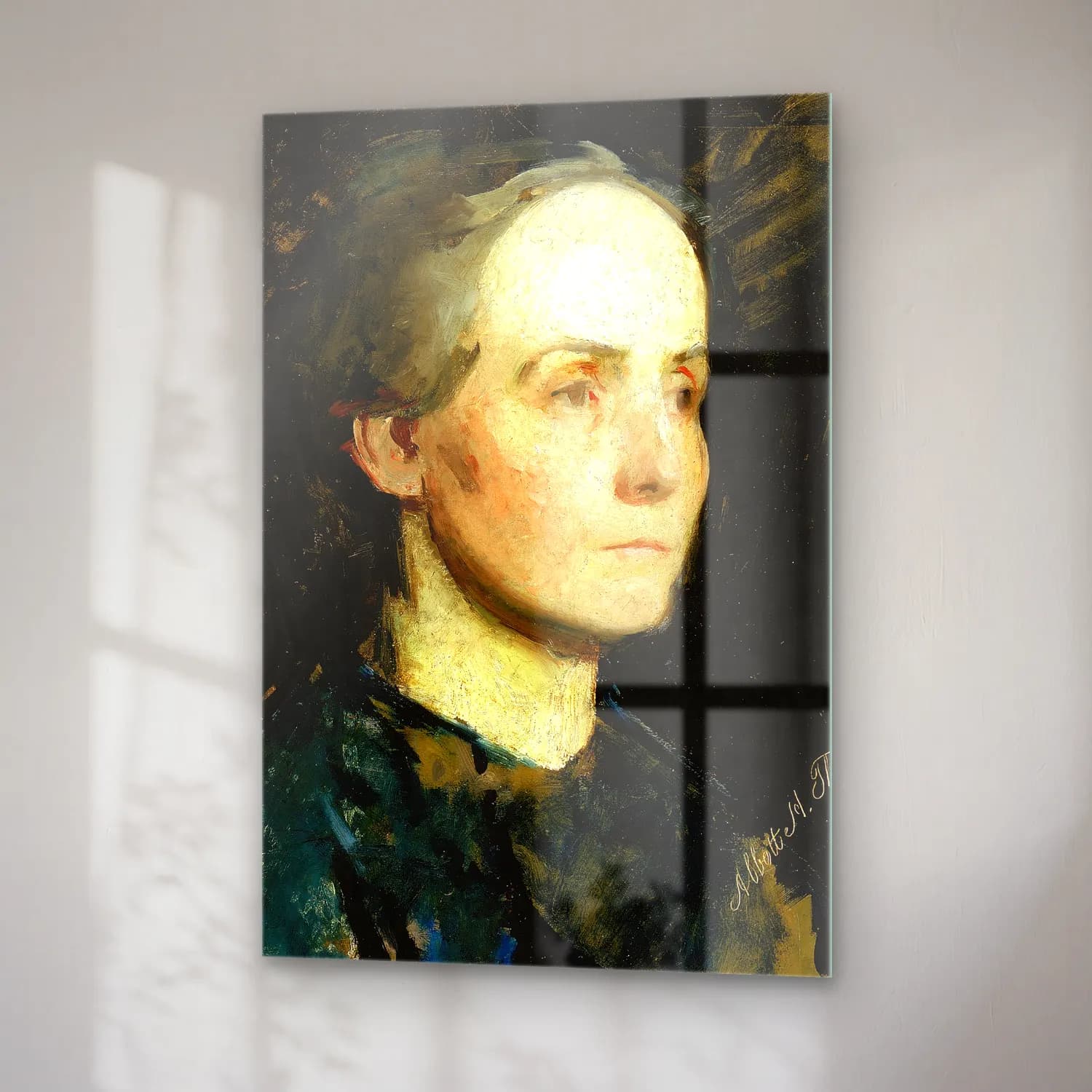 Abbott Handerson Thayer – Portrait of a Woman (Miss Gertrude Bloede) (ca. 1881) cam tablo — sağ açıdan görünüm