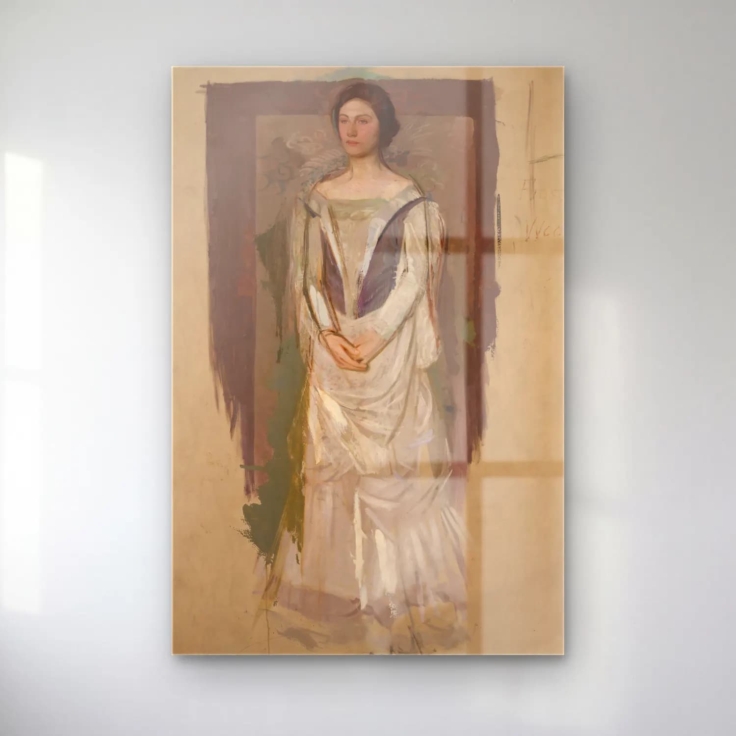 Abbott Handerson Thayer – Standing Woman cam tablo — Abbott Handerson Thayer – Standing Woman — empresyonist elbiseli kadın