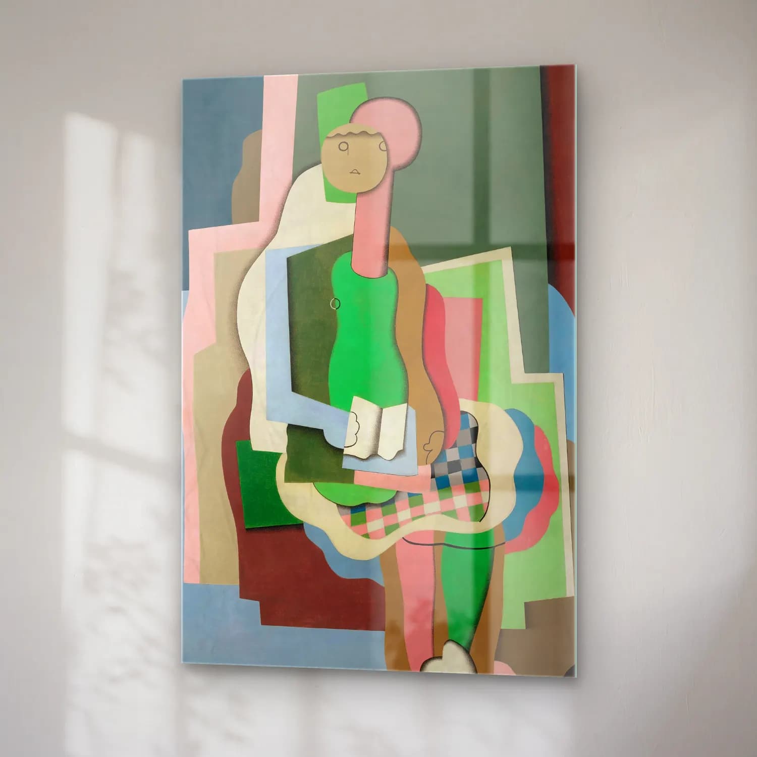 Georges Valmier – Jeune fille assise (Portrait de la fille de l’artiste) – Yeşil Tonlar cam tablo — sağ açıdan görünüm