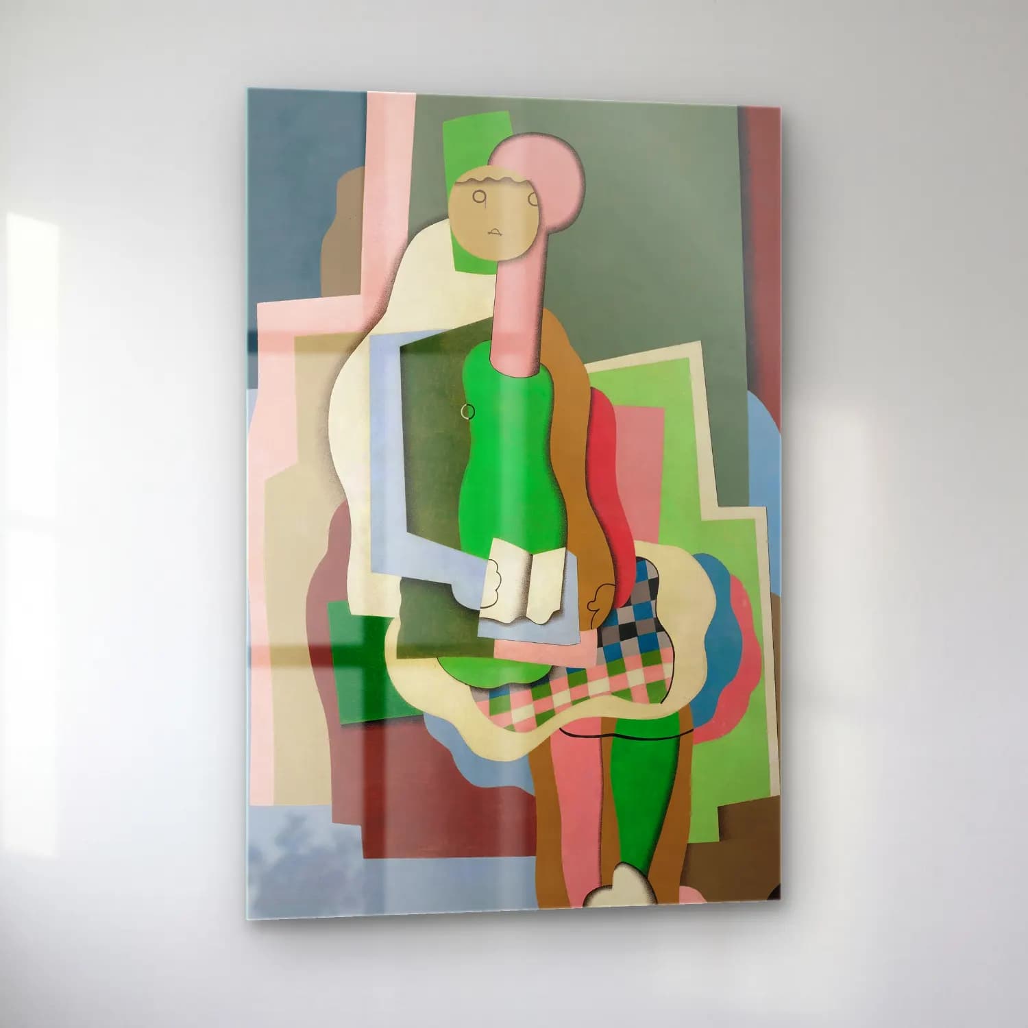 Georges Valmier – Jeune fille assise (Portrait de la fille de l’artiste) – Yeşil Tonlar cam tablo — sol açıdan görünüm