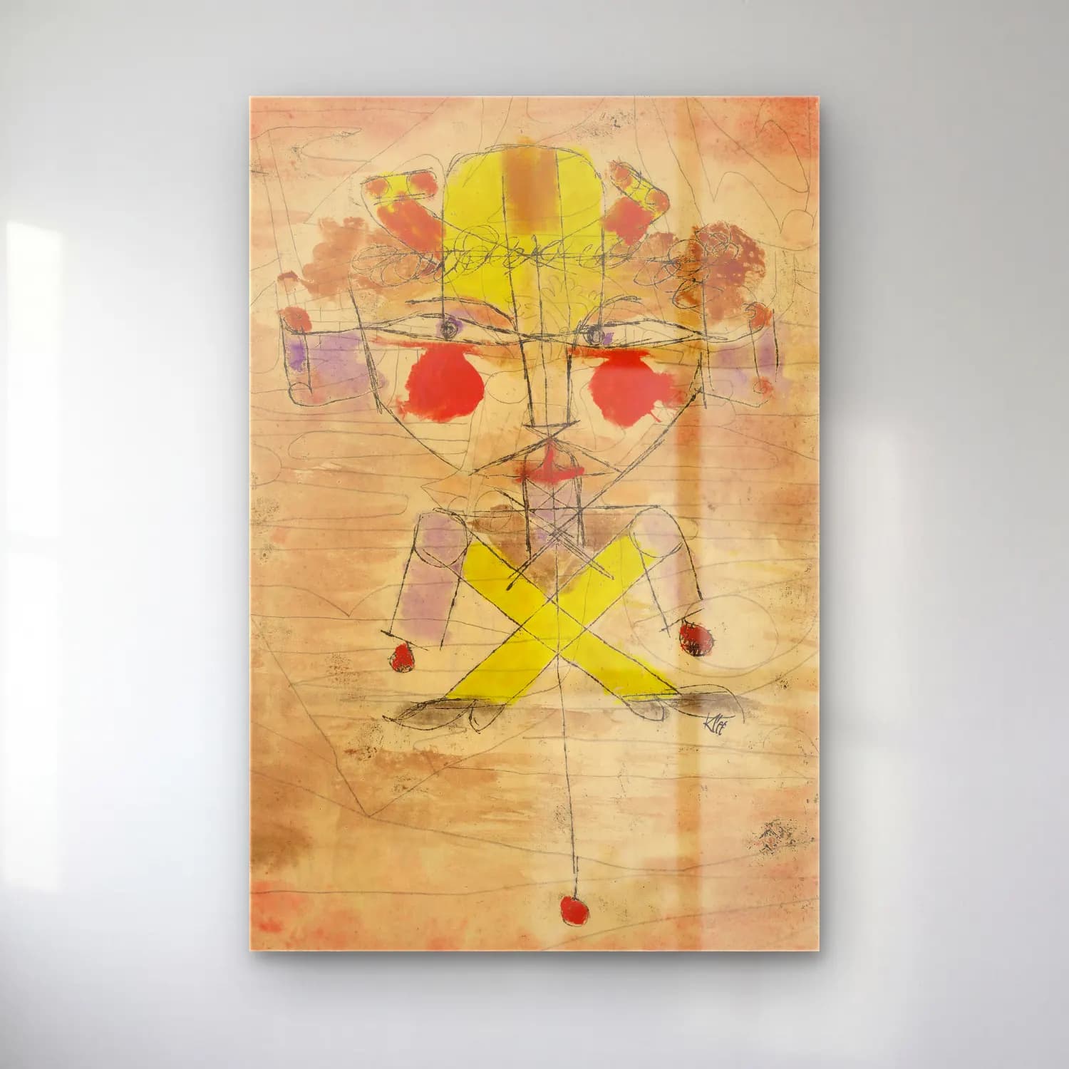 Georges Valmier – Jumping Jack – Sarı Tonlar cam tablo — Georges Valmier – Jumping Jack – Sarı Tonlar — modern soyut soyut yüz