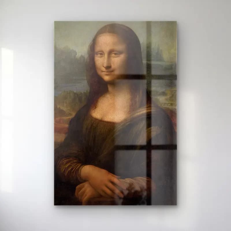 Leonardo da Vinci – Kadın Portresi – Kırmızı Tonlar cam tablo — Leonardo da Vinci – Kadın Portresi – Kırmızı Tonlar — empresyonist kadın portresi