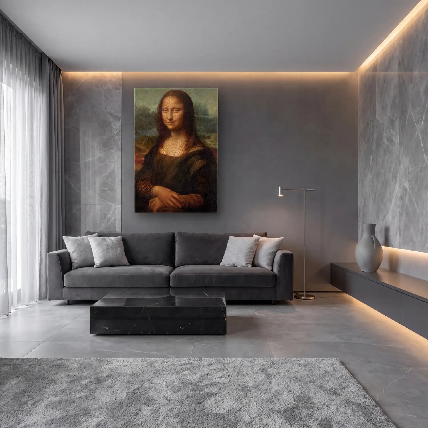 Leonardo da Vinci – Kadın Portresi – Kırmızı Tonlar cam tablo — lüks salon duvarında