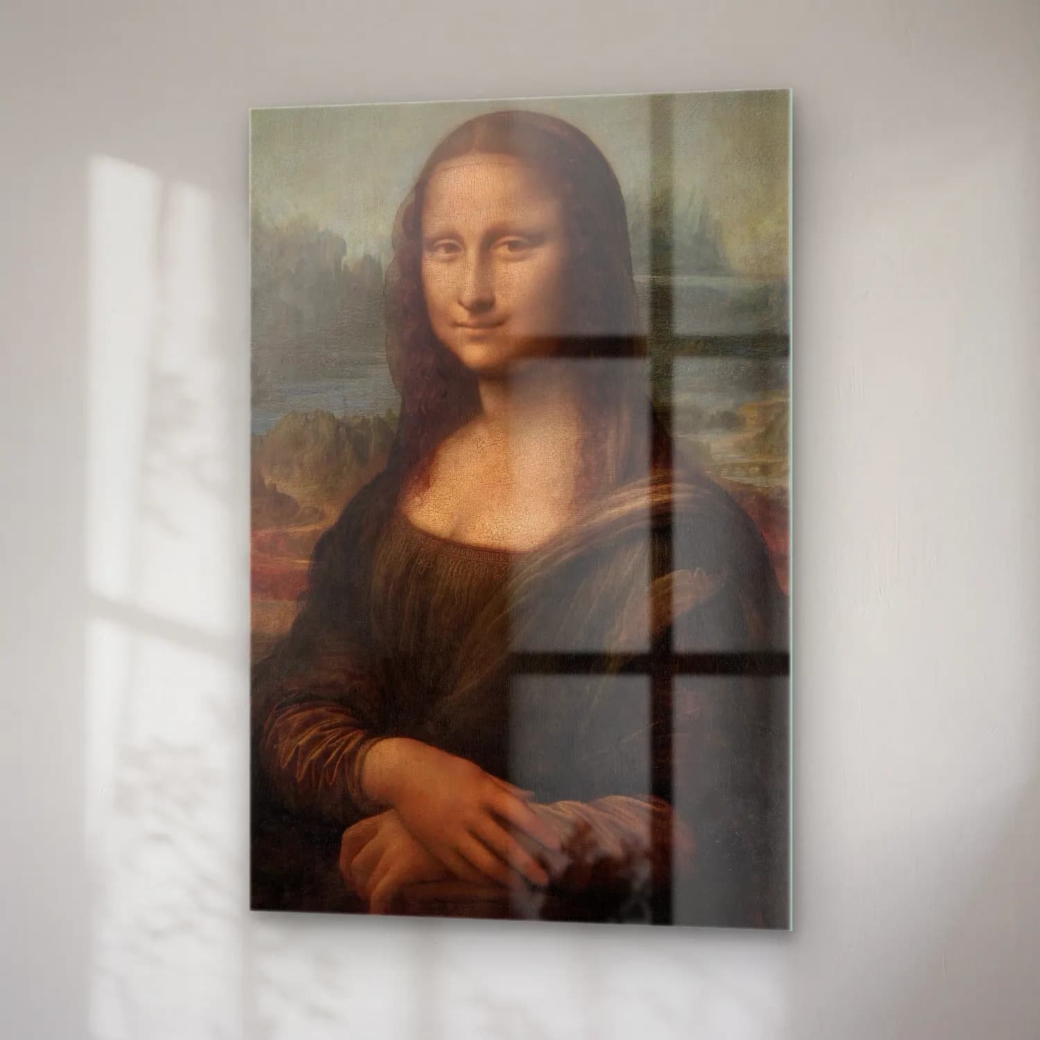 Leonardo da Vinci – Kadın Portresi – Kırmızı Tonlar cam tablo — sağ açıdan görünüm