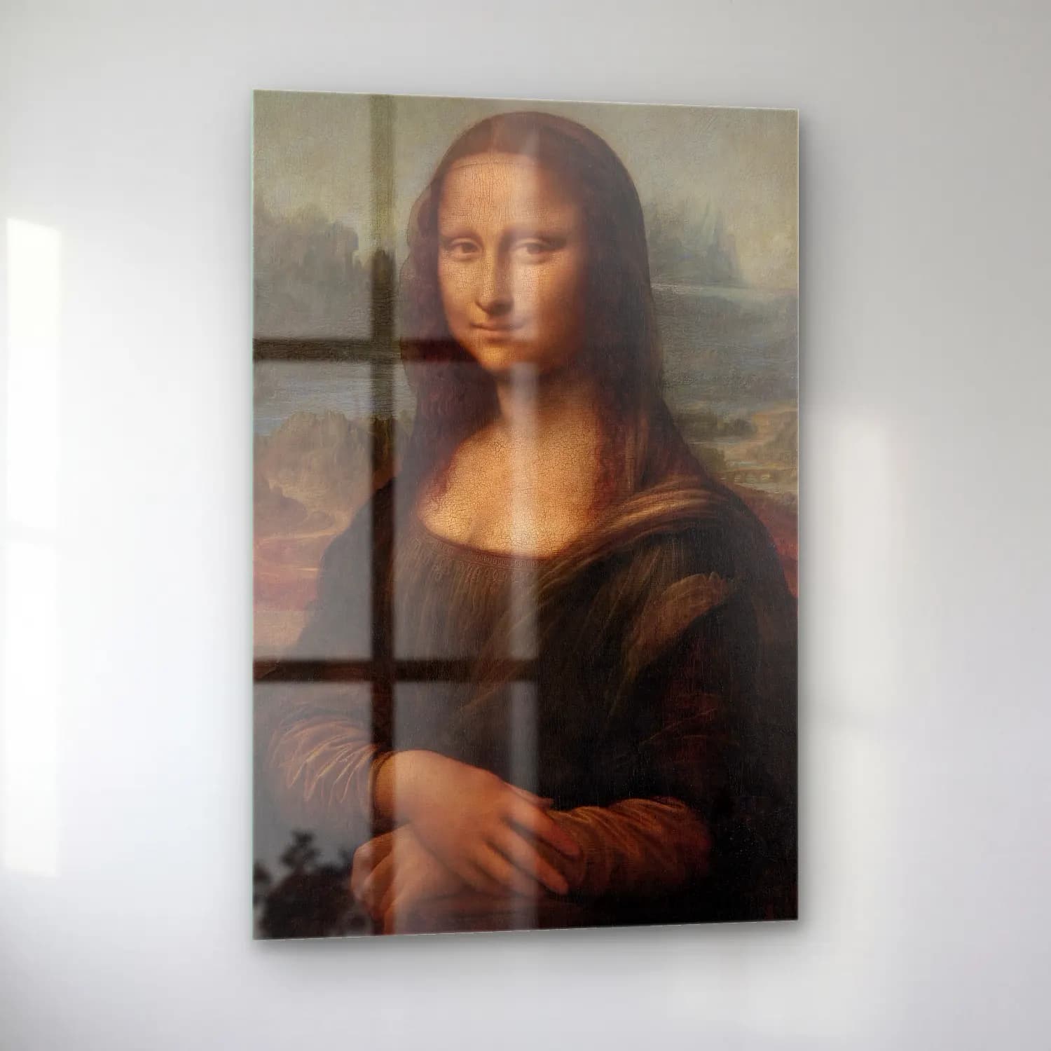 Leonardo da Vinci – Kadın Portresi – Kırmızı Tonlar cam tablo — sol açıdan görünüm