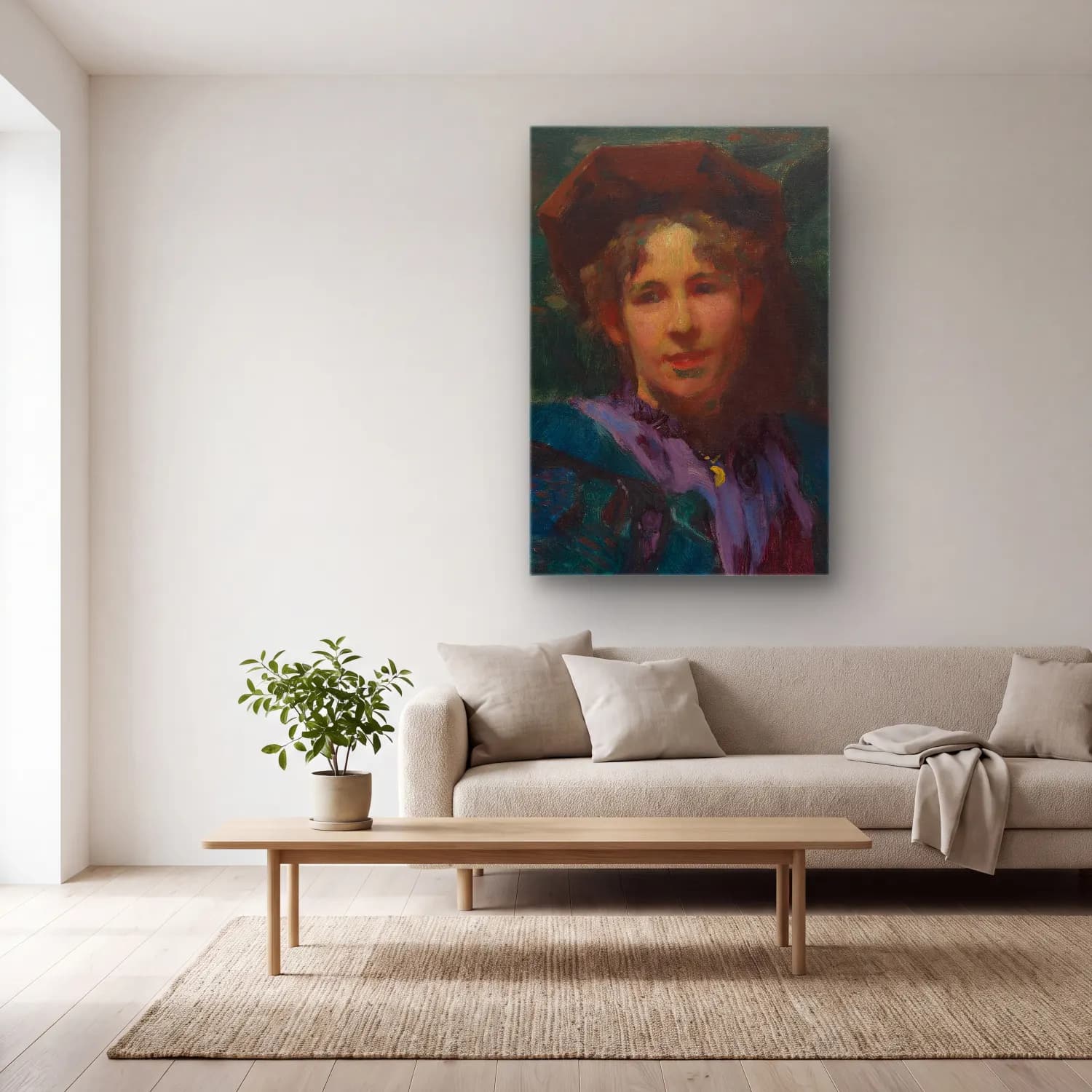 Robert William Vonnoh – Bessie Potter Vonnoh – Pastel Tonlar cam tablo — açık renk salonda