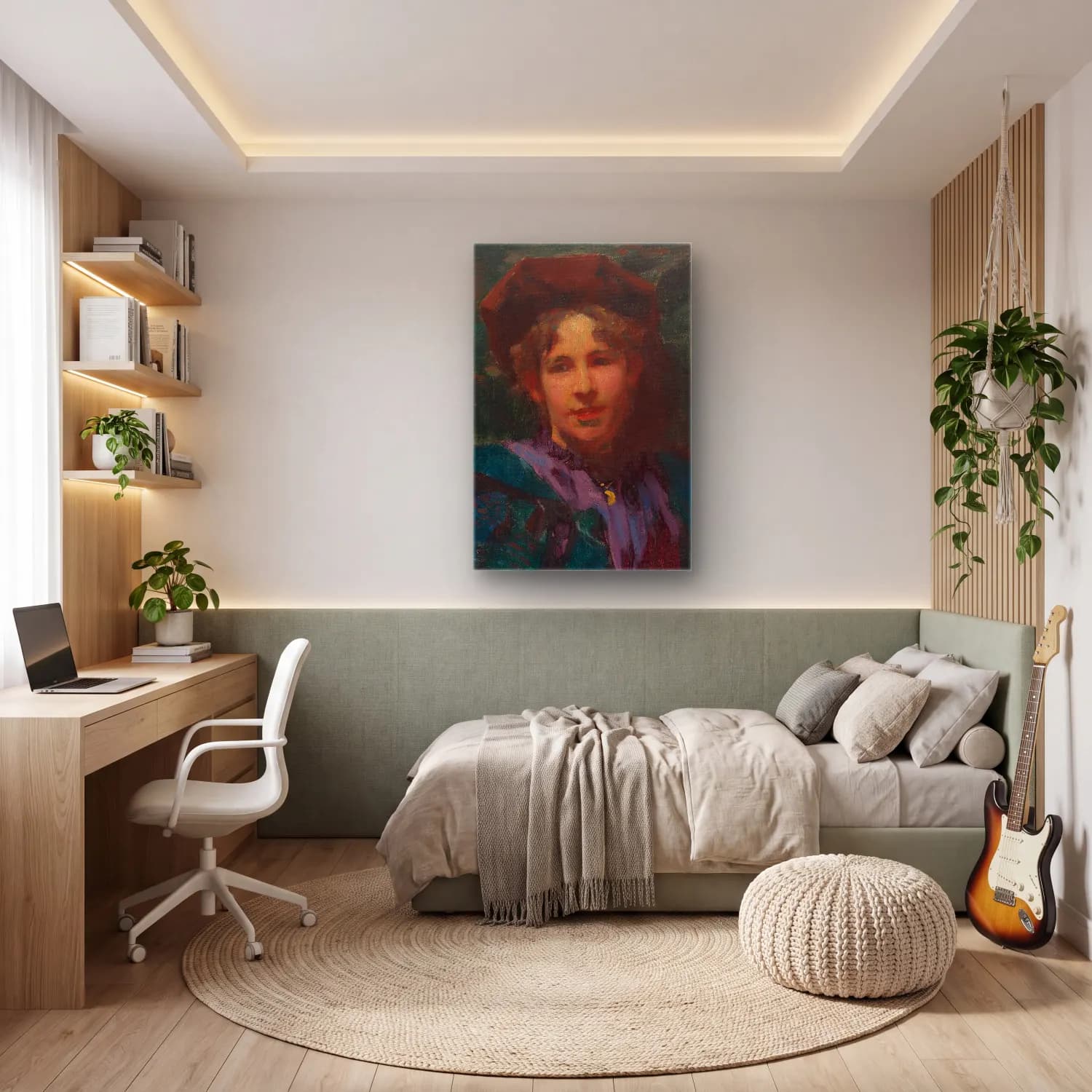 Robert William Vonnoh – Bessie Potter Vonnoh – Pastel Tonlar cam tablo — genç odasında