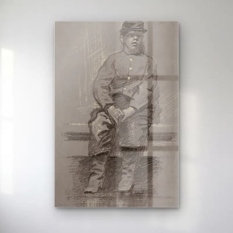 Robert William Vonnoh – The Cadet (late 19th century) – Pastel Tonlar cam tablo — Robert William Vonnoh – The Cadet (late 19th century) – Pastel Tonlar — karakalem şövalye