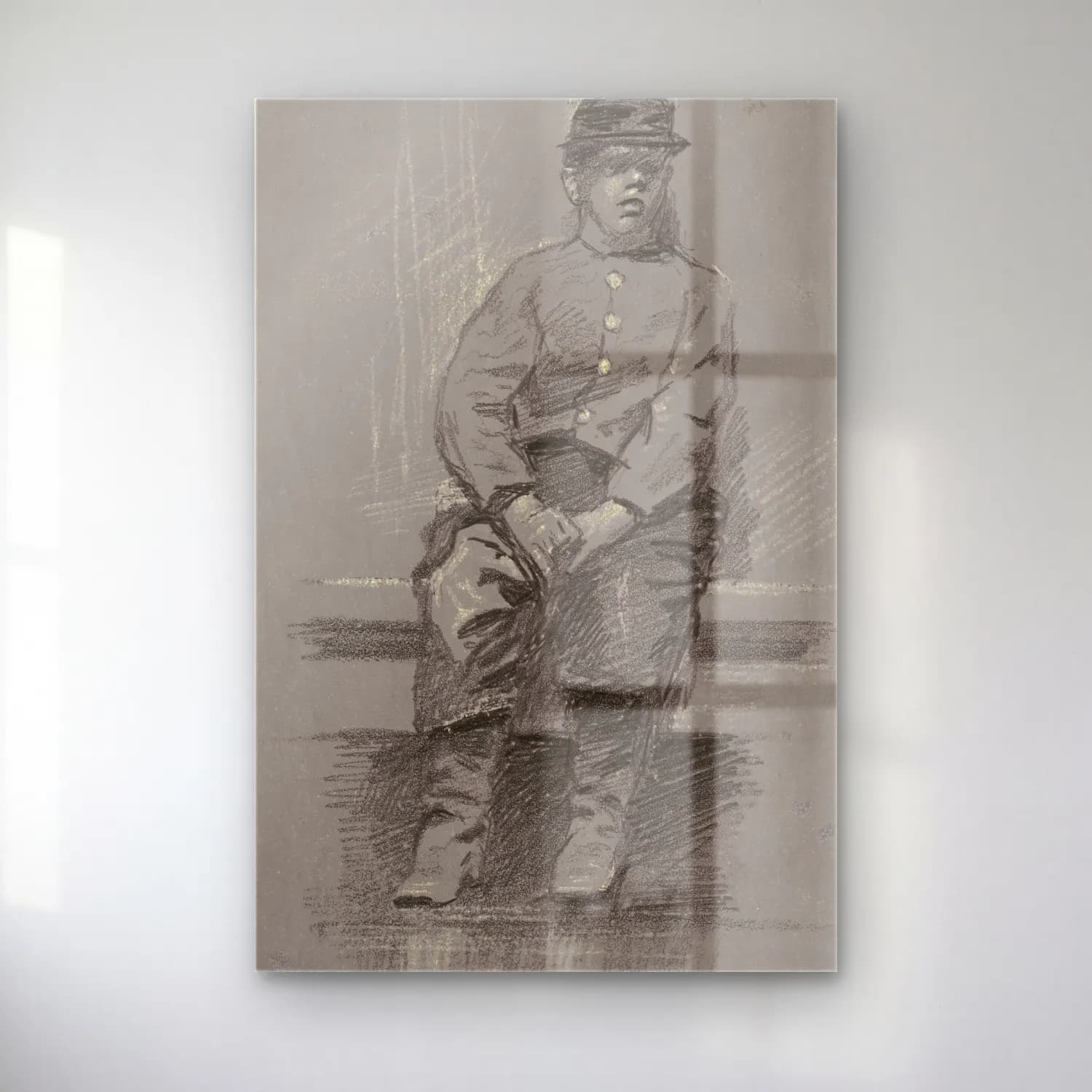 Robert William Vonnoh – The Cadet (late 19th century) – Pastel Tonlar cam tablo — Robert William Vonnoh – The Cadet (late 19th century) – Pastel Tonlar — karakalem şövalye