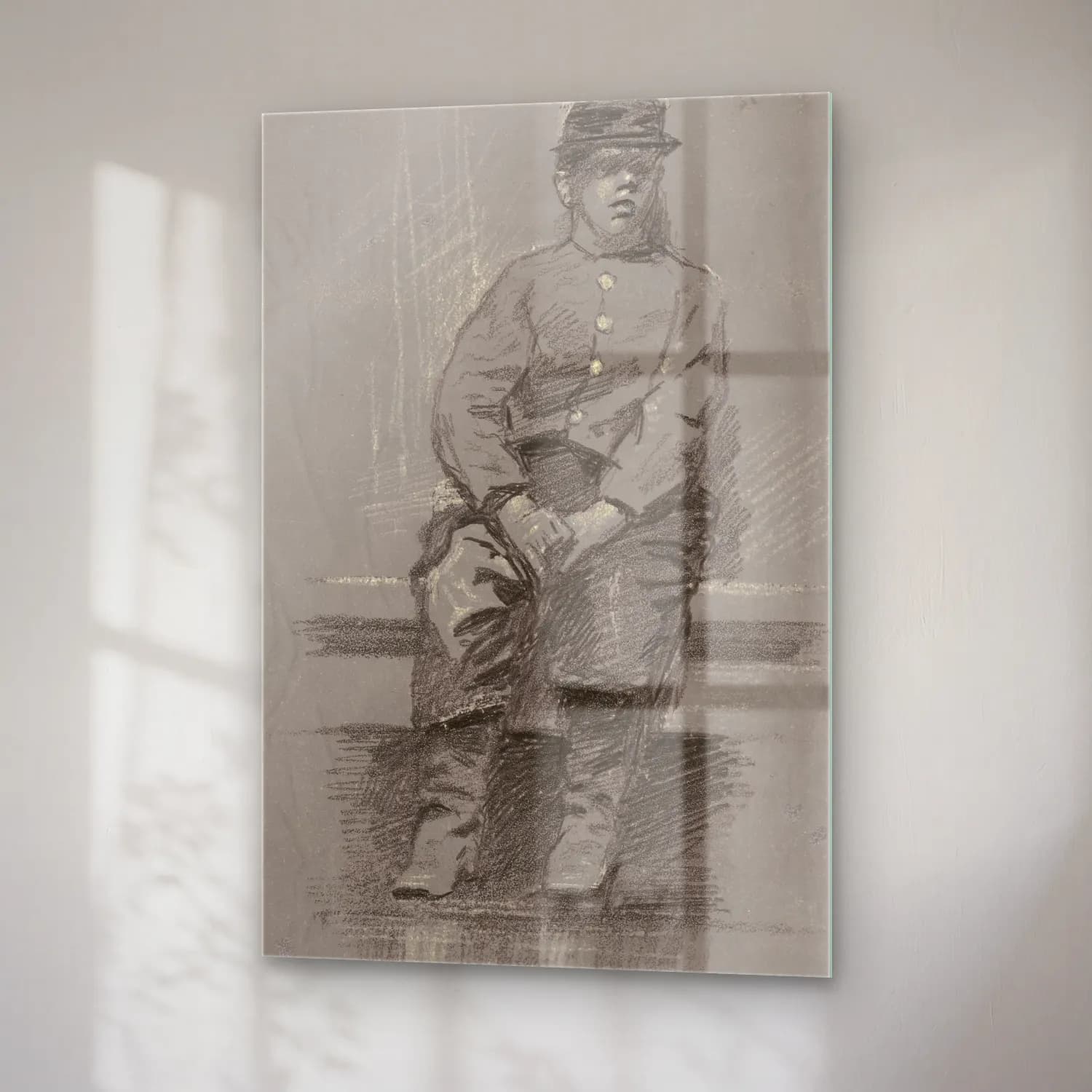 Robert William Vonnoh – The Cadet (late 19th century) – Pastel Tonlar cam tablo — sağ açıdan görünüm