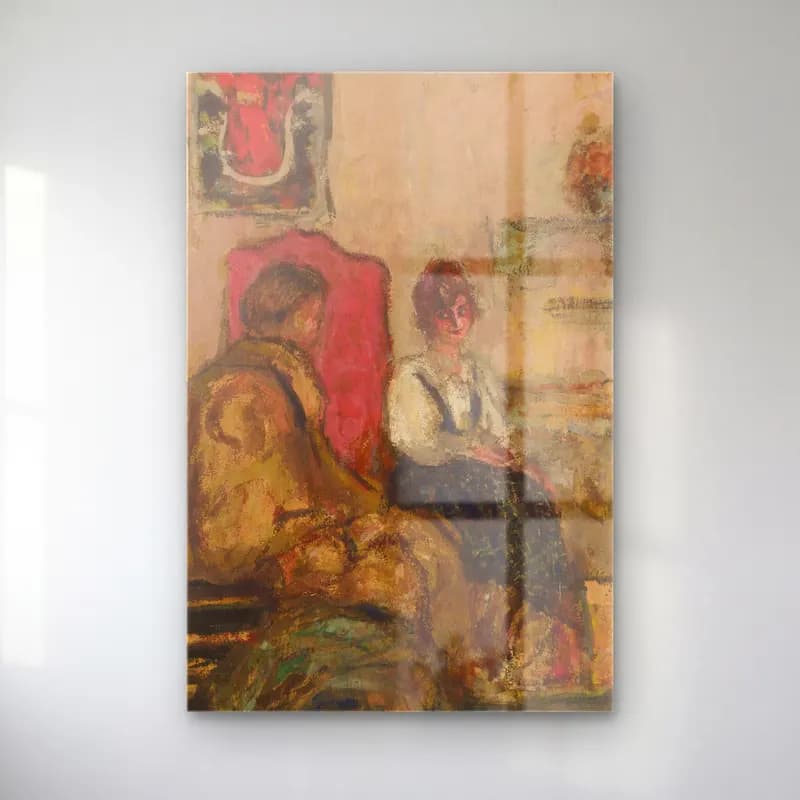 Édouard Vuillard – Vintage İç Mekân – Pastel Tonlar cam tablo — Édouard Vuillard – Vintage İç Mekân – Pastel Tonlar — empresyonist vintage i̇ç mekân