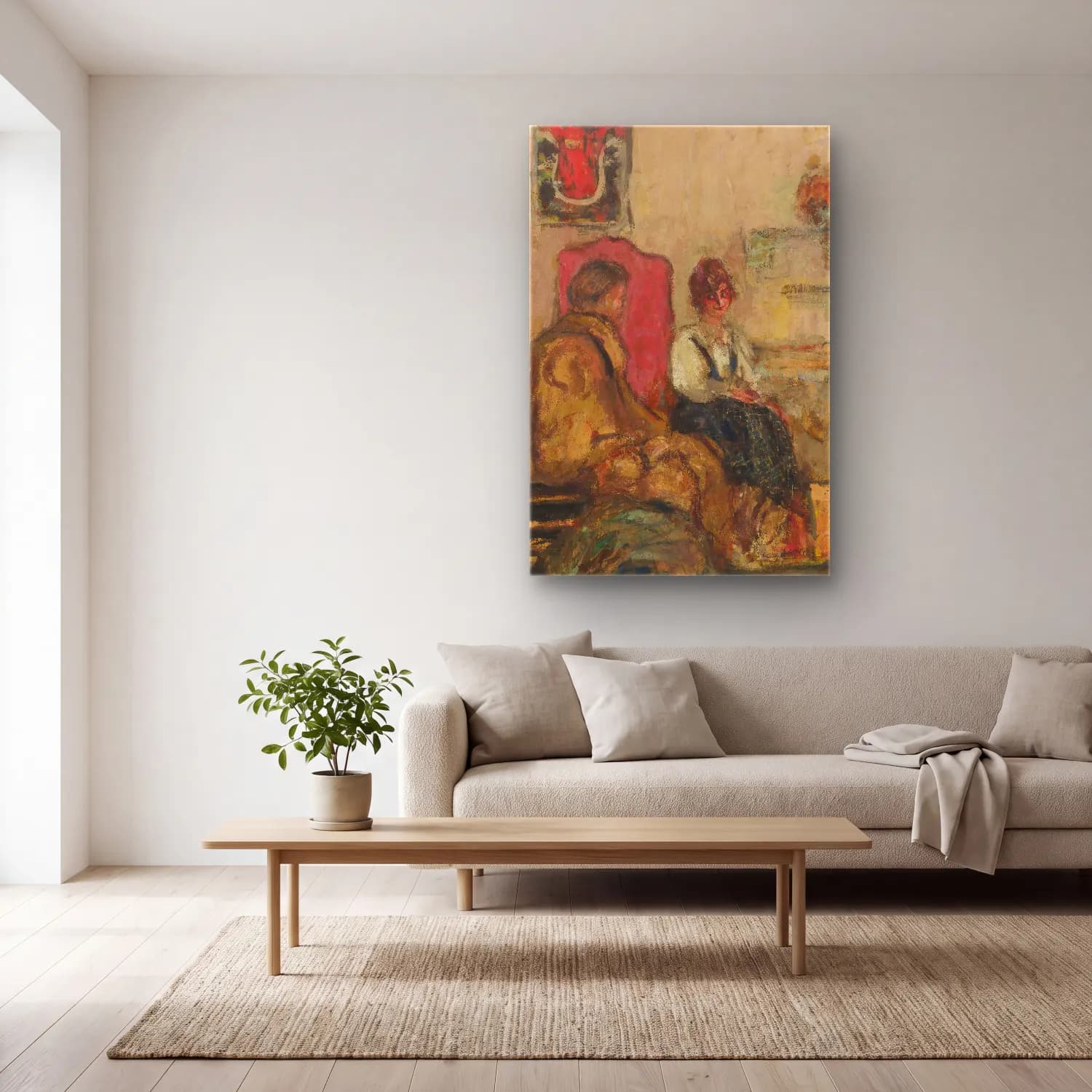 Édouard Vuillard – Vintage İç Mekân – Pastel Tonlar cam tablo — açık renk salonda