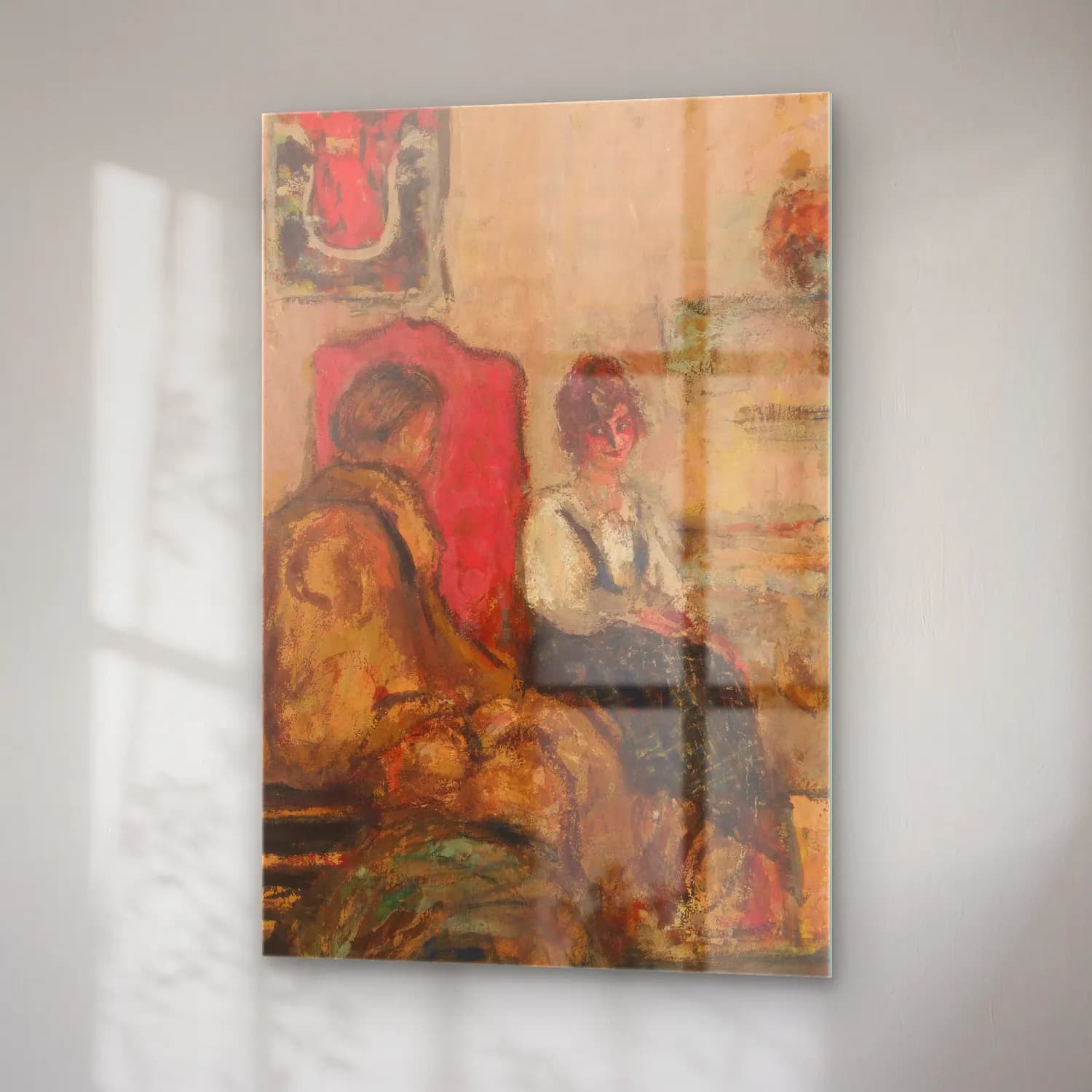 Édouard Vuillard – Vintage İç Mekân – Pastel Tonlar cam tablo — sağ açıdan görünüm