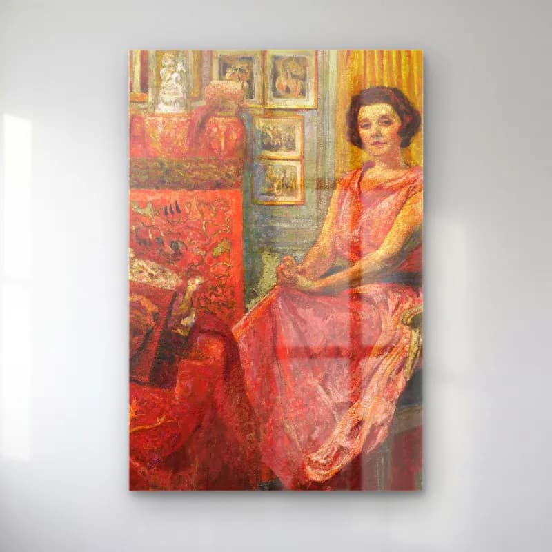 Édouard Vuillard – Kitap Okuyan Kadın cam tablo — Édouard Vuillard – Kitap Okuyan Kadın — empresyonist kitap okuyan kadın