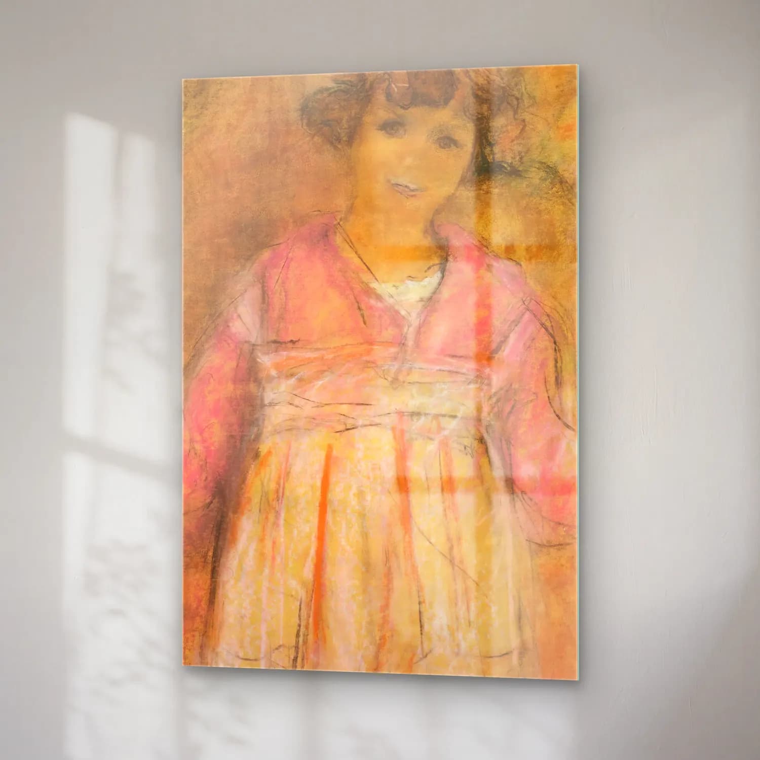 Édouard Vuillard – Elbiseli Kadın – Pastel Tonlar cam tablo — sağ açıdan görünüm