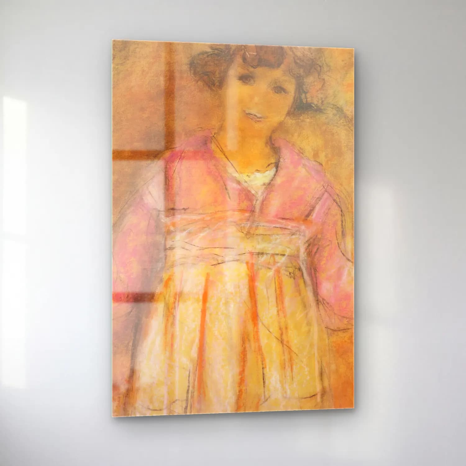 Édouard Vuillard – Elbiseli Kadın – Pastel Tonlar cam tablo — sol açıdan görünüm