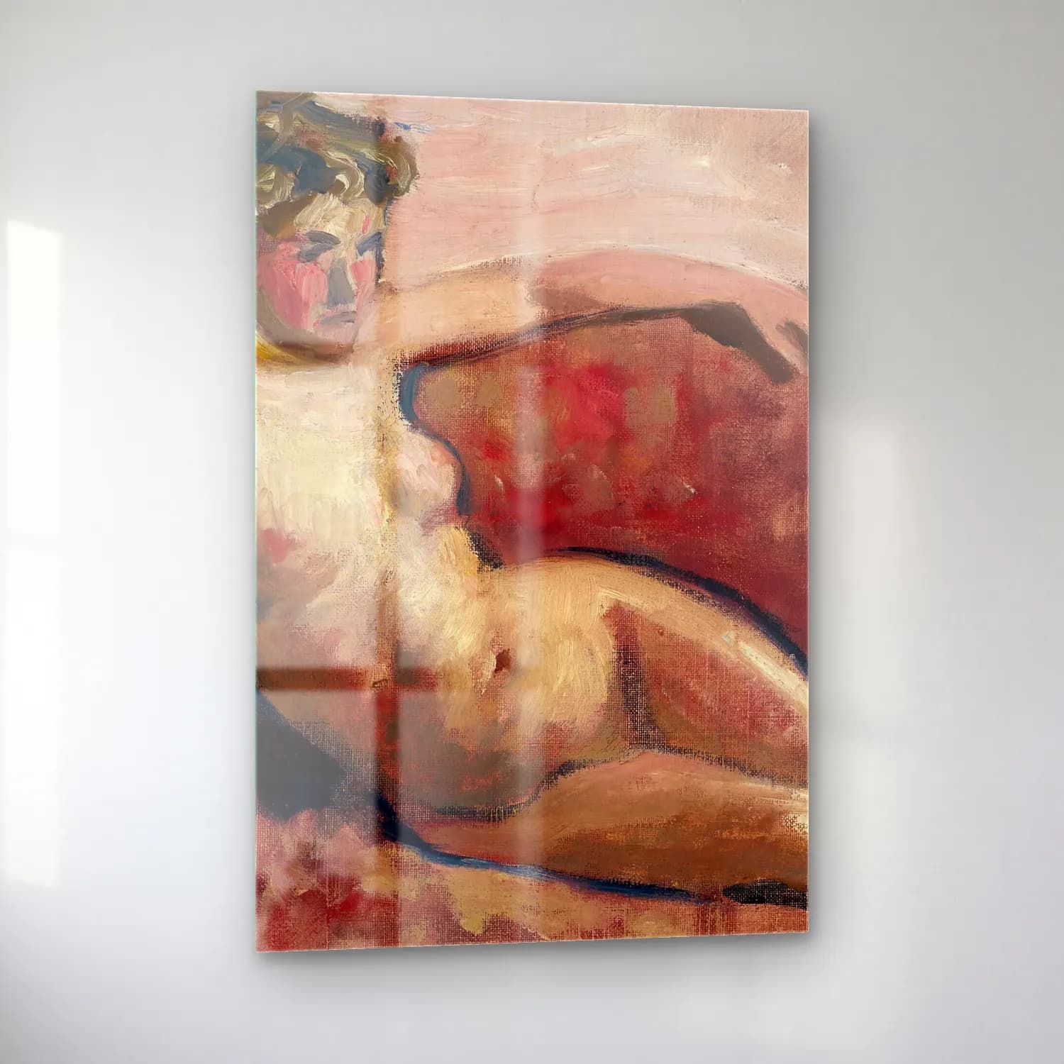 Édouard Vuillard – Figür Çalışması – Kırmızı Tonlar cam tablo — sol açıdan görünüm