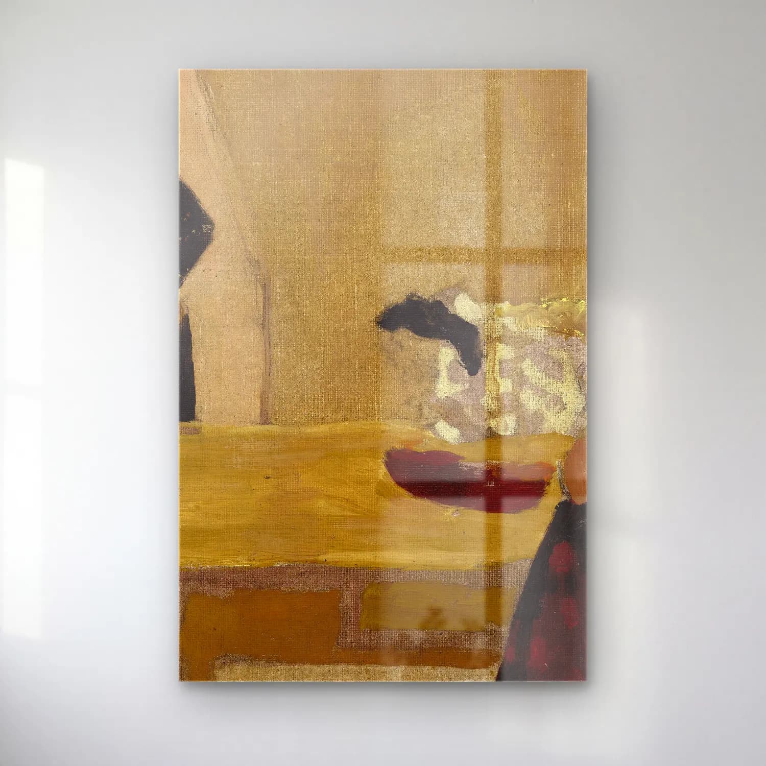 Édouard Vuillard – Elbiseli Kadın – Bej Tonlar cam tablo — Édouard Vuillard – Elbiseli Kadın – Bej Tonlar — empresyonist elbiseli kadın