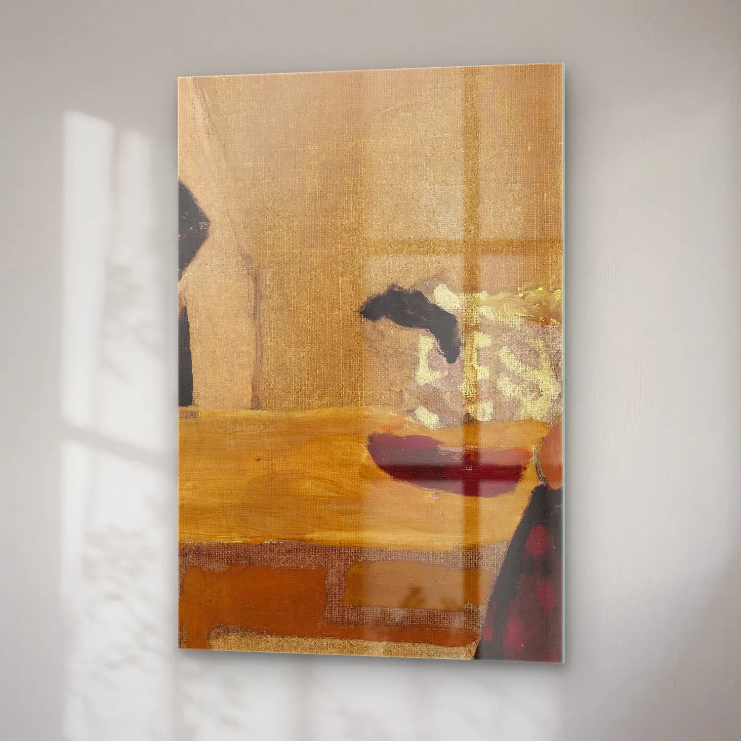 Édouard Vuillard – Elbiseli Kadın – Bej Tonlar cam tablo — sağ açıdan görünüm