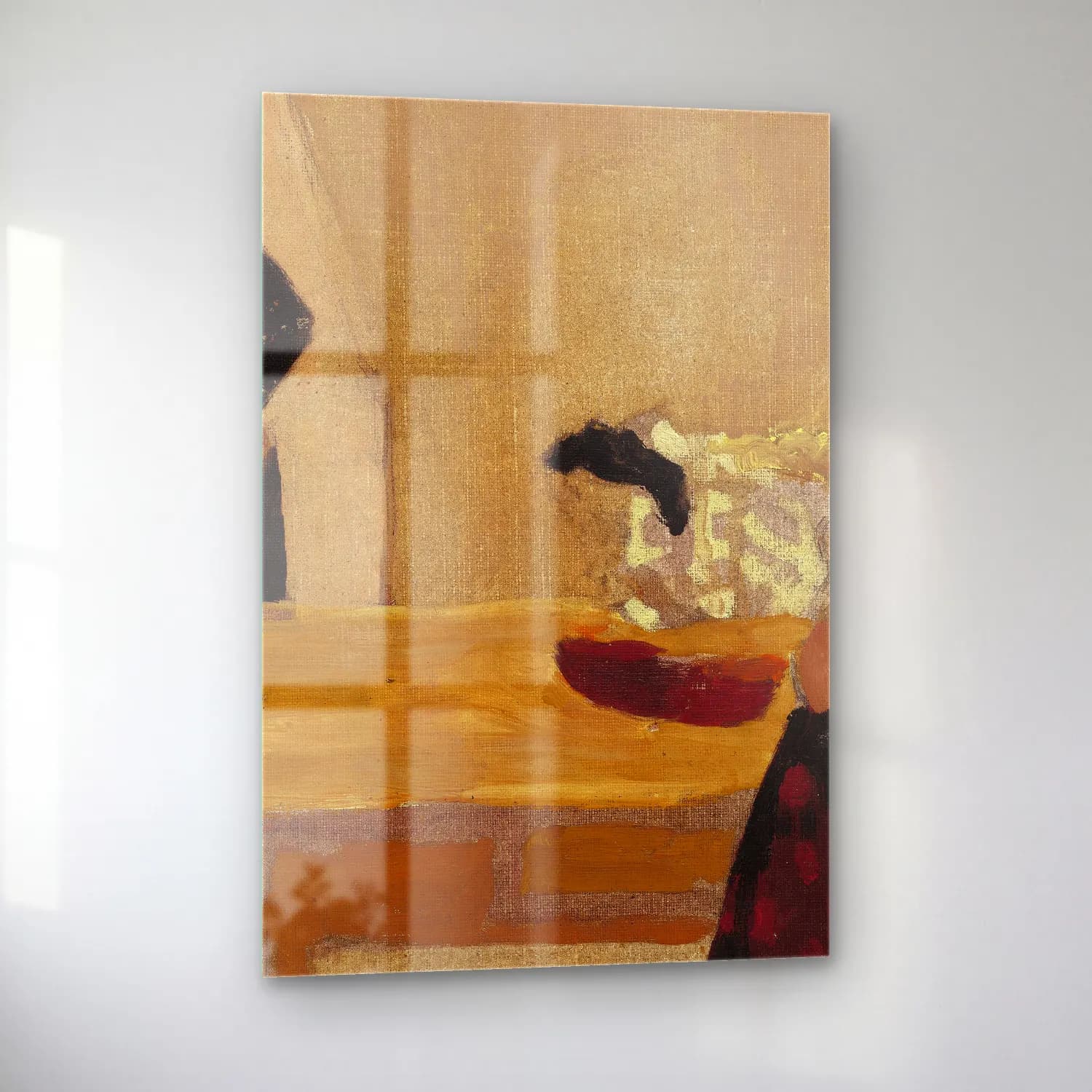 Édouard Vuillard – Elbiseli Kadın – Bej Tonlar cam tablo — sol açıdan görünüm