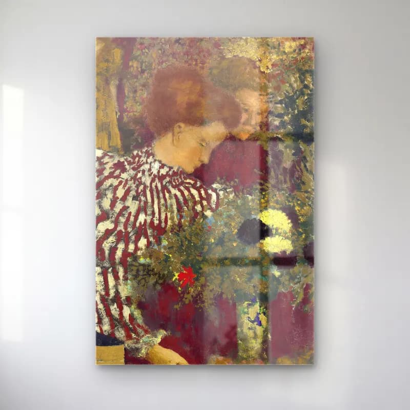 Édouard Vuillard – Elbiseli Kadın – Kırmızı Tonlar cam tablo — Édouard Vuillard – Elbiseli Kadın – Kırmızı Tonlar — empresyonist elbiseli kadın
