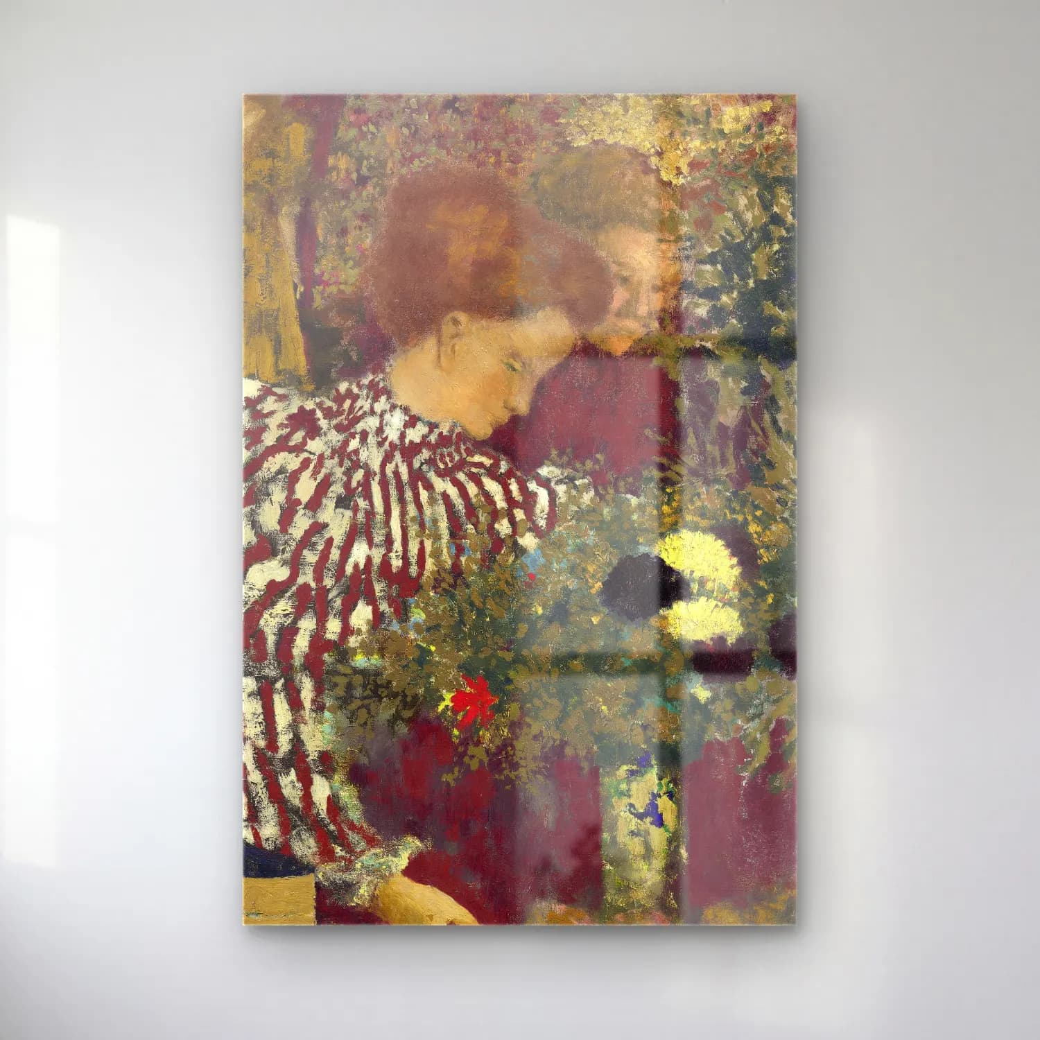 Édouard Vuillard – Elbiseli Kadın – Kırmızı Tonlar cam tablo — Édouard Vuillard – Elbiseli Kadın – Kırmızı Tonlar — empresyonist elbiseli kadın
