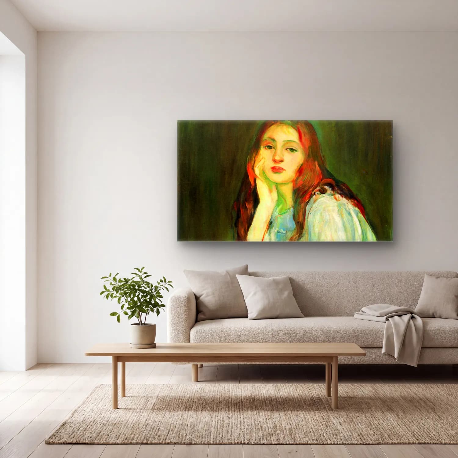 Berthe Morisot – Julie dreaming cam tablo — açık renk salonda