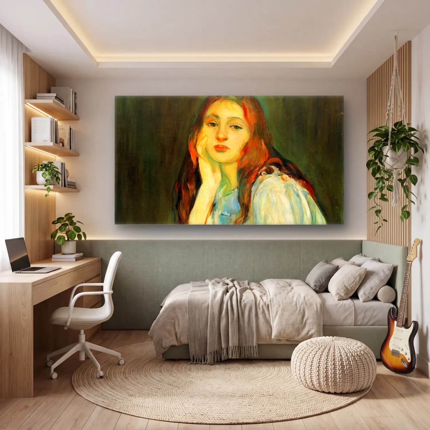 Berthe Morisot – Julie dreaming cam tablo — genç odasında