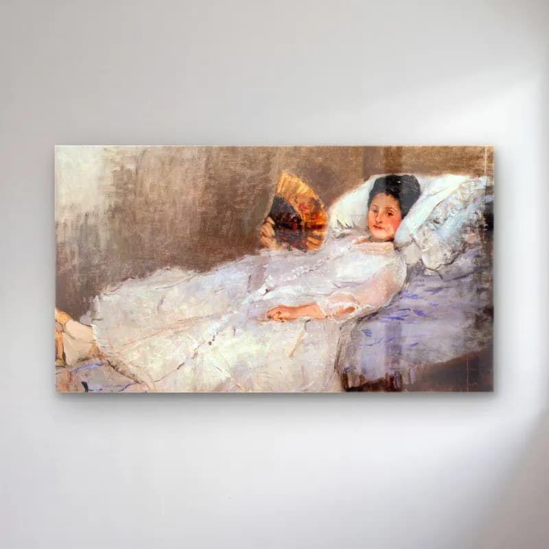 Berthe Morisot – Portrait of Madame Hubard cam tablo — Berthe Morisot – Portrait of Madame Hubard — empresyonist elbiseli kadın