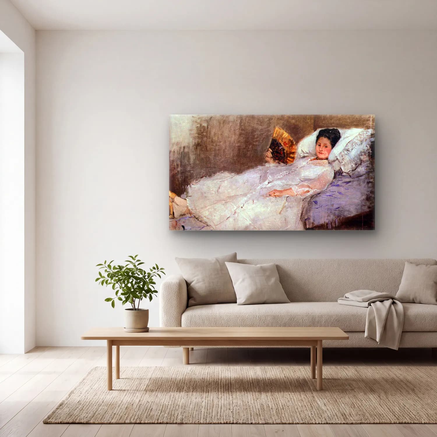 Berthe Morisot – Portrait of Madame Hubard cam tablo — açık renk salonda