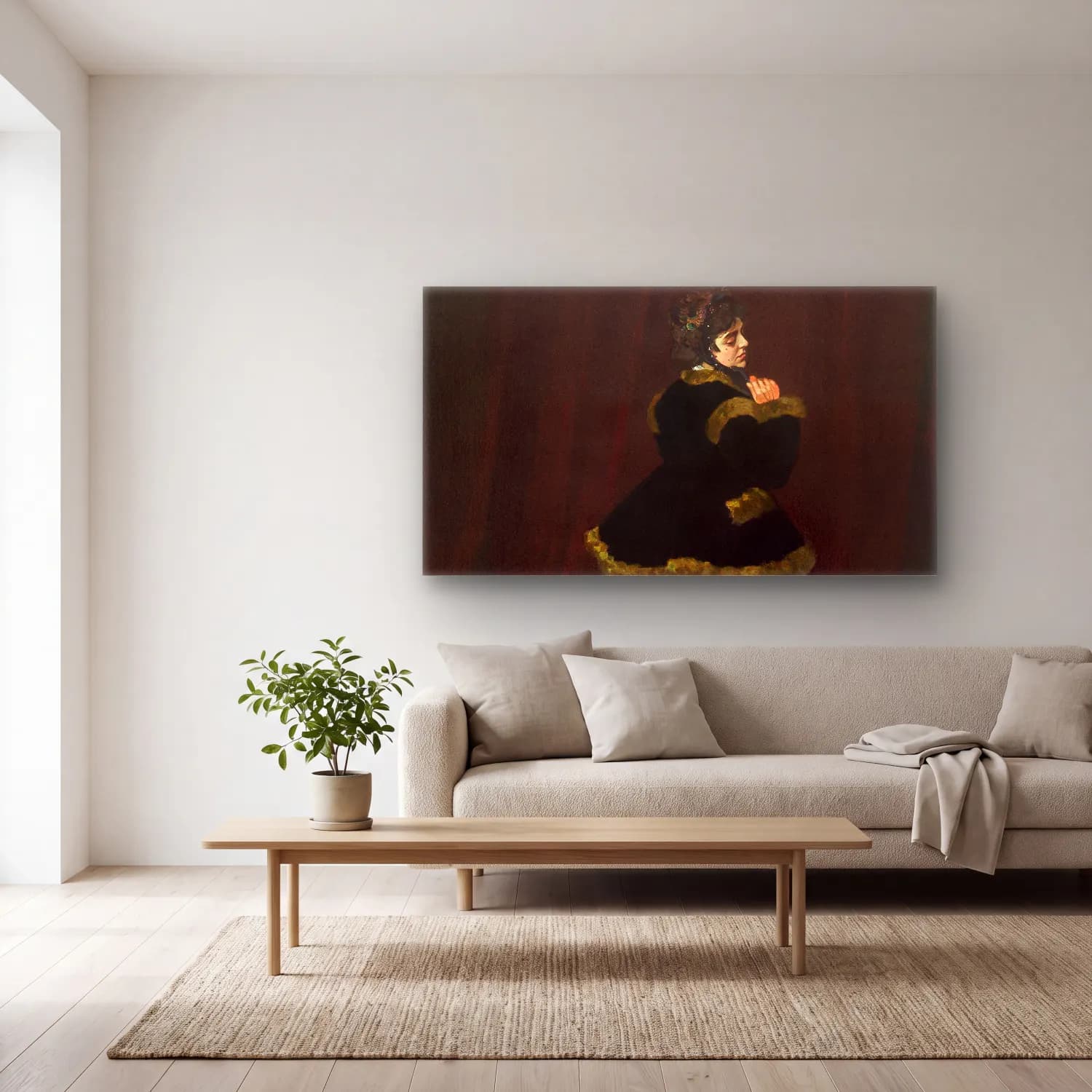 Claude Monet – Camille Doncieux cam tablo — açık renk salonda