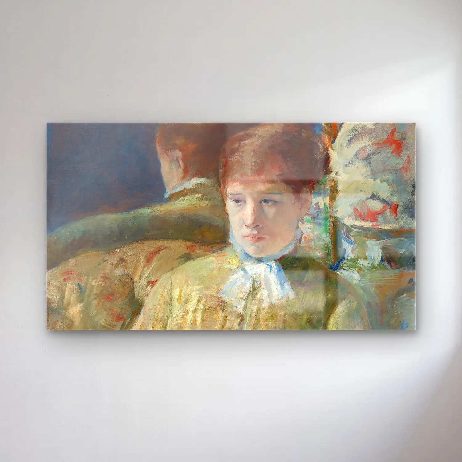 Mary Cassatt – Woman with a Fan cam tablo — Mary Cassatt – Woman with a Fan — empresyonist kadın portresi