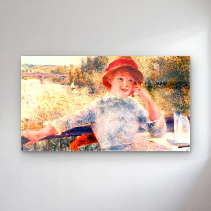Pierre-Auguste Renoir – Portrait of Alphonsine Fournaise cam tablo — Pierre-Auguste Renoir – Portrait of Alphonsine Fournaise — empresyonist şapkalı kadın