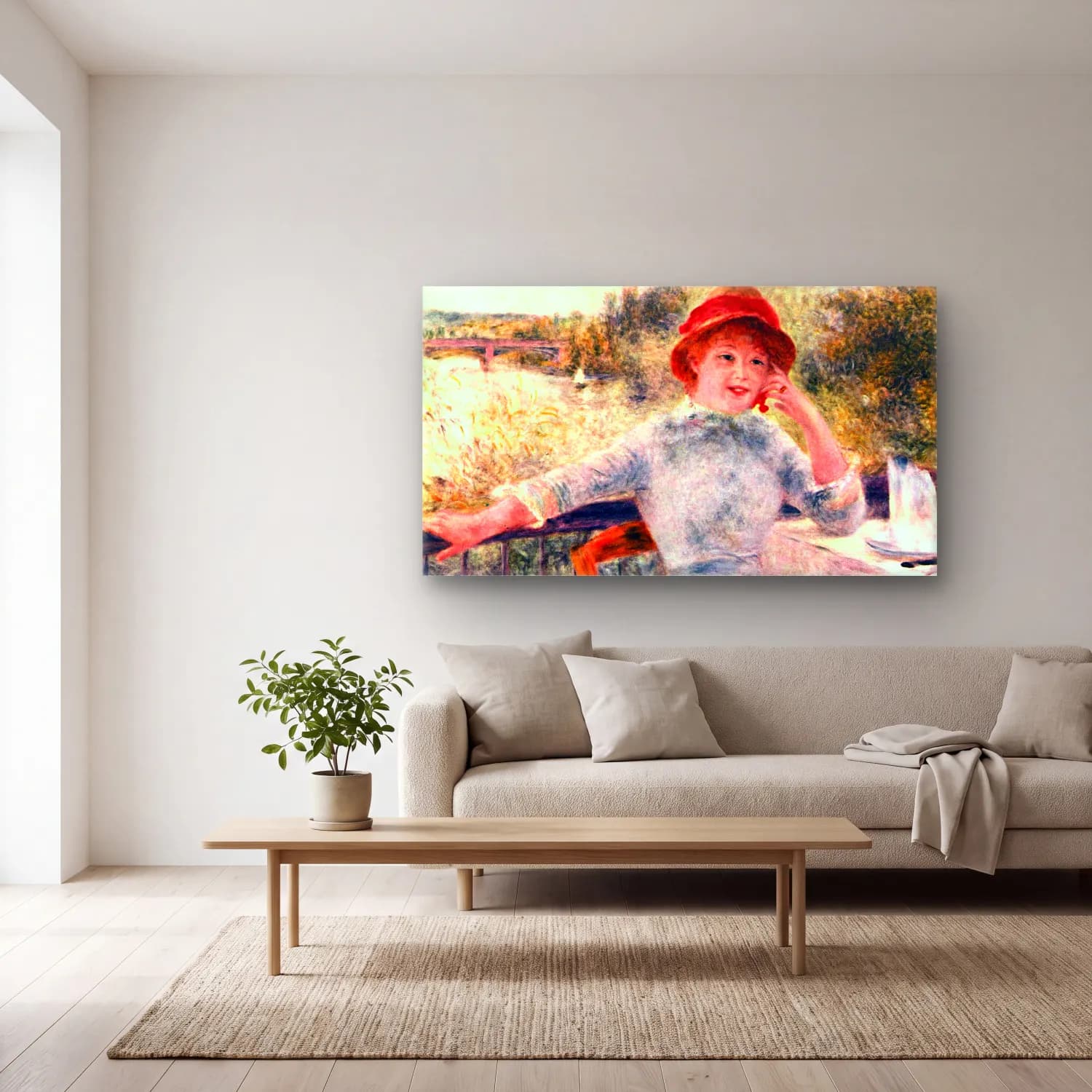 Pierre-Auguste Renoir – Portrait of Alphonsine Fournaise cam tablo — açık renk salonda