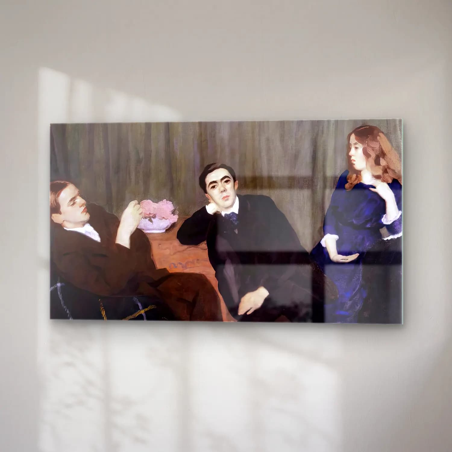 Károly Ferenczy – Triple Portrait (Sister and Brothers) cam tablo — sağ açıdan görünüm