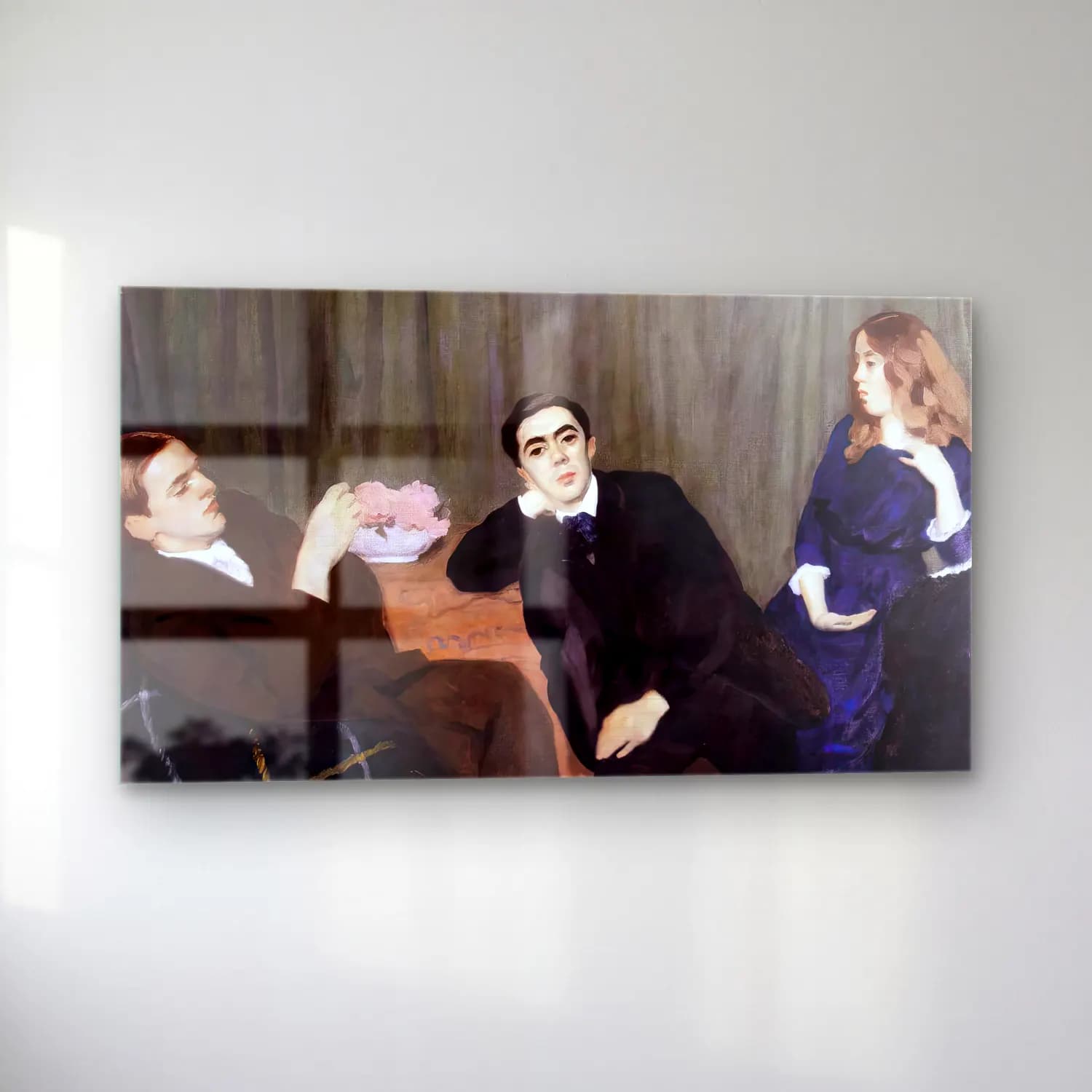 Károly Ferenczy – Triple Portrait (Sister and Brothers) cam tablo — sol açıdan görünüm