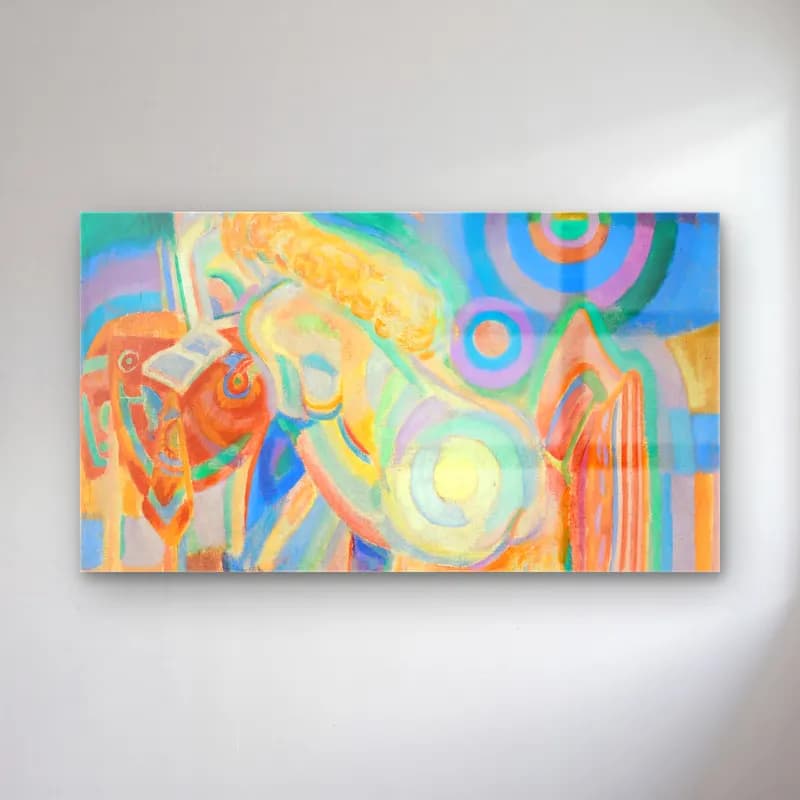 Robert Delaunay – Femme nue lisant (Nude Woman Reading) cam tablo — Robert Delaunay – Femme nue lisant (Nude Woman Reading) — modern soyut figür çalışması