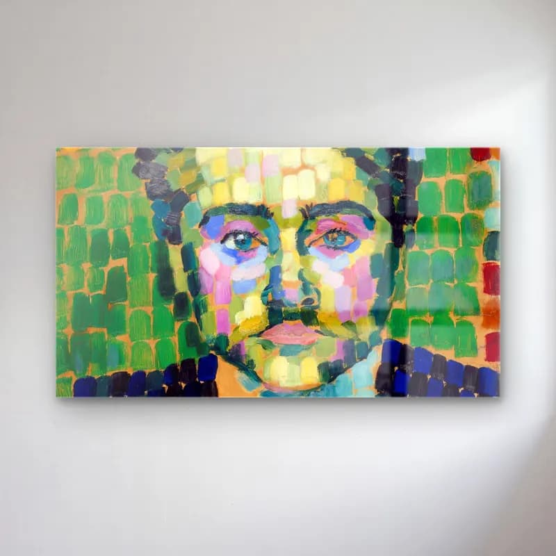 Robert Delaunay – Jean Metzinger – Yeşil Tonlar cam tablo — Robert Delaunay – Jean Metzinger – Yeşil Tonlar — empresyonist erkek portresi
