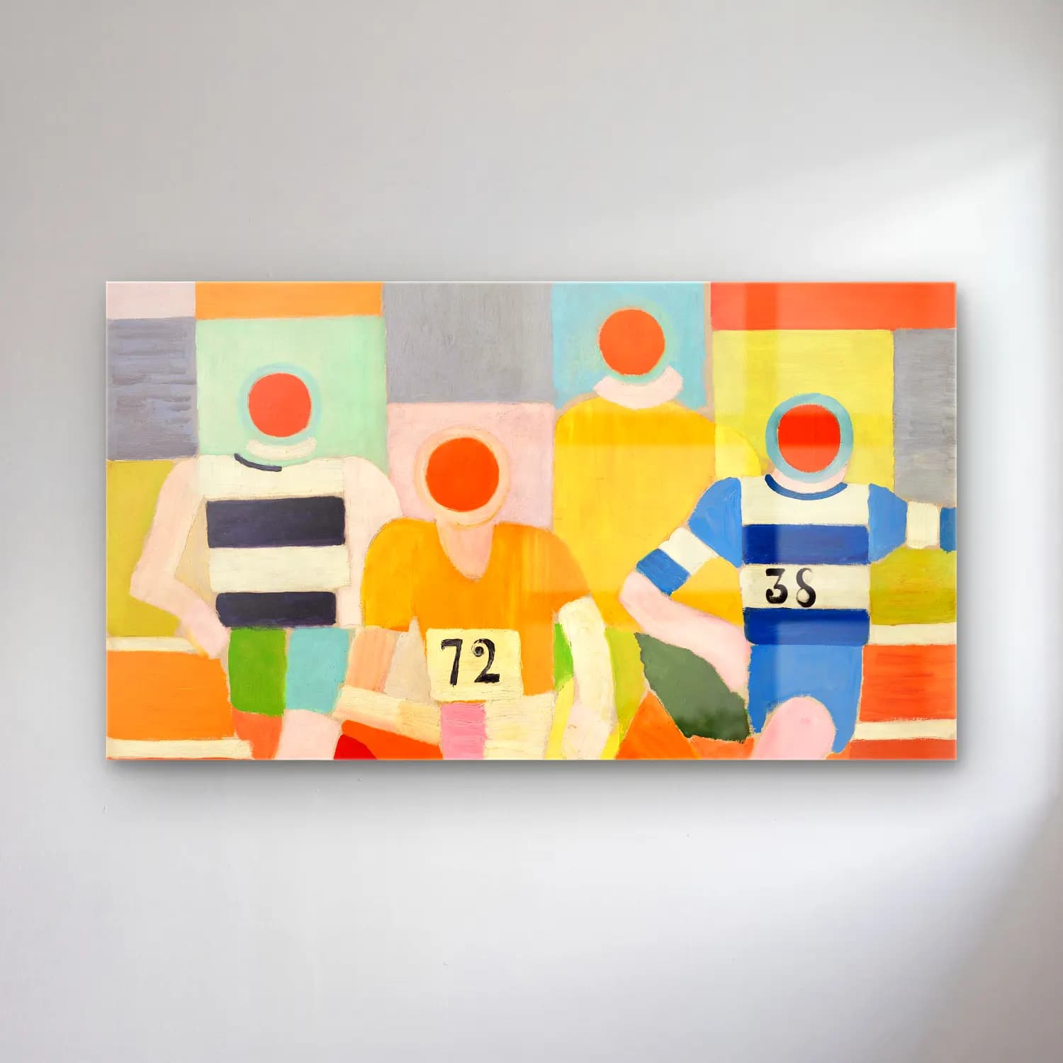 Robert Delaunay – Les Coureurs – Sarı Tonlar cam tablo — Robert Delaunay – Les Coureurs – Sarı Tonlar — modern soyut tenis
