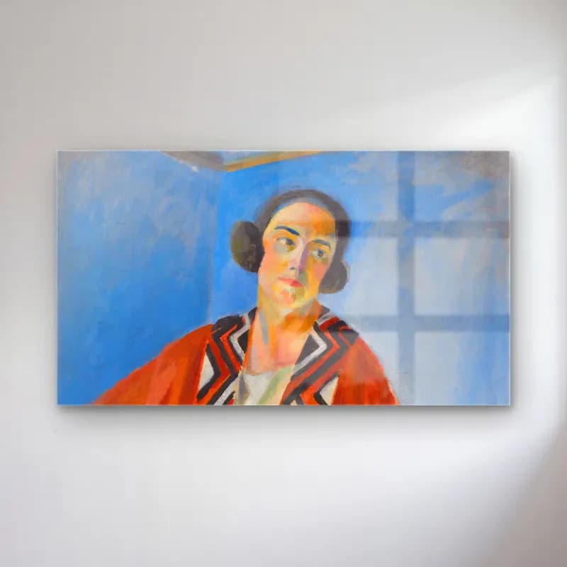 Robert Delaunay – Portrait De Hélène Marre – Turuncu Tonlar cam tablo — Robert Delaunay – Portrait De Hélène Marre – Turuncu Tonlar — empresyonist kadın portresi
