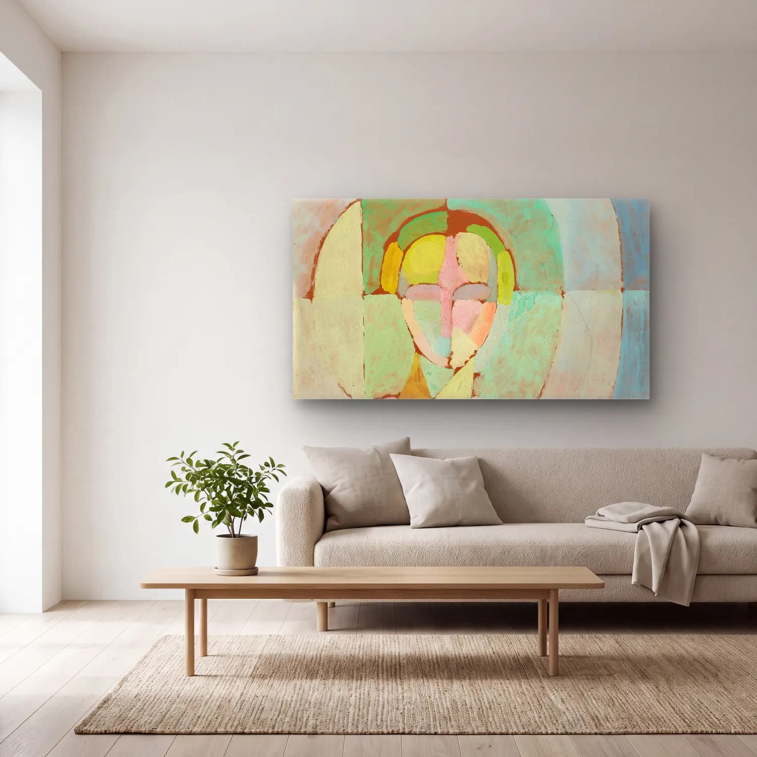 Robert Delaunay – Portrait De Madame Heim cam tablo — açık renk salonda