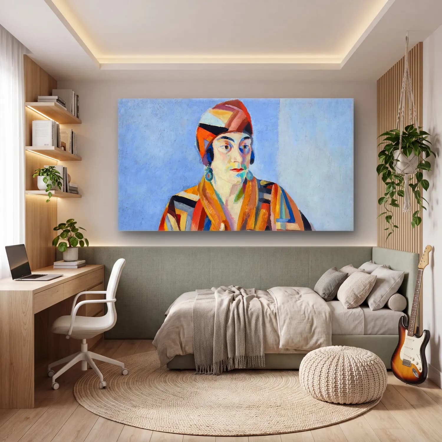 Robert Delaunay – Portrait De Madame Mandel – Turuncu Tonlar cam tablo — genç odasında