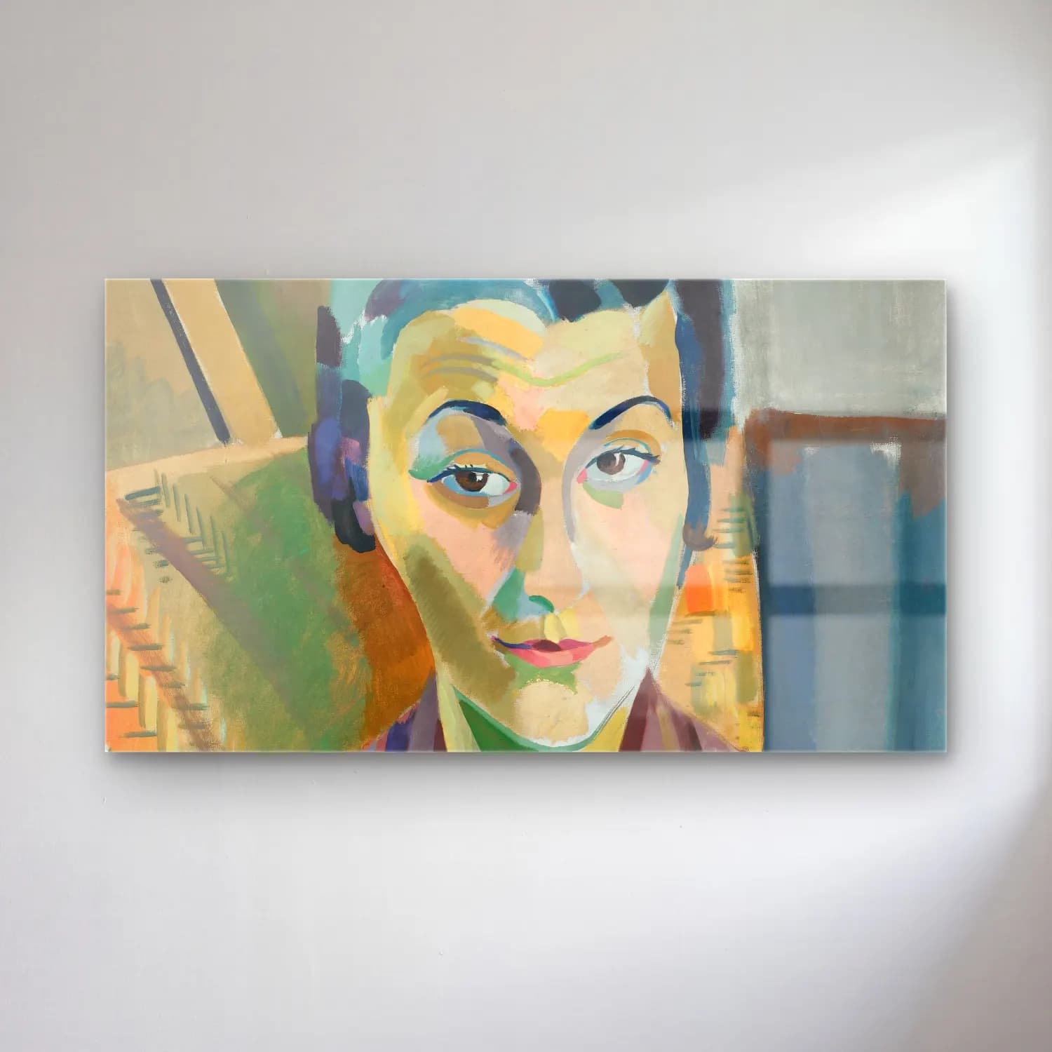 Robert Delaunay – Portrait De Maria Lani – Yeşil Tonlar cam tablo — Robert Delaunay – Portrait De Maria Lani – Yeşil Tonlar — yağlı boya kadın portresi